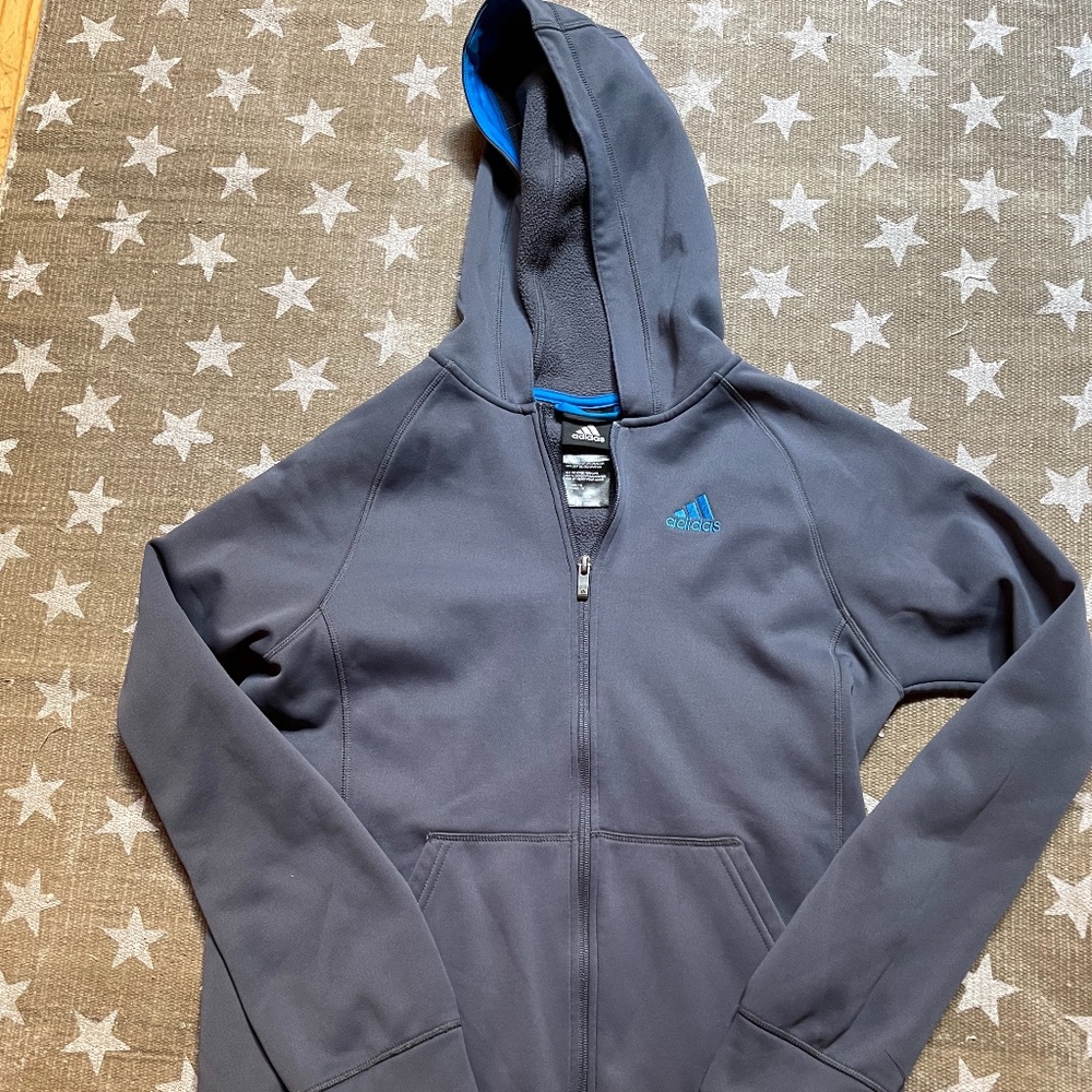 Adidas Gray hooded zipper jacket size XL